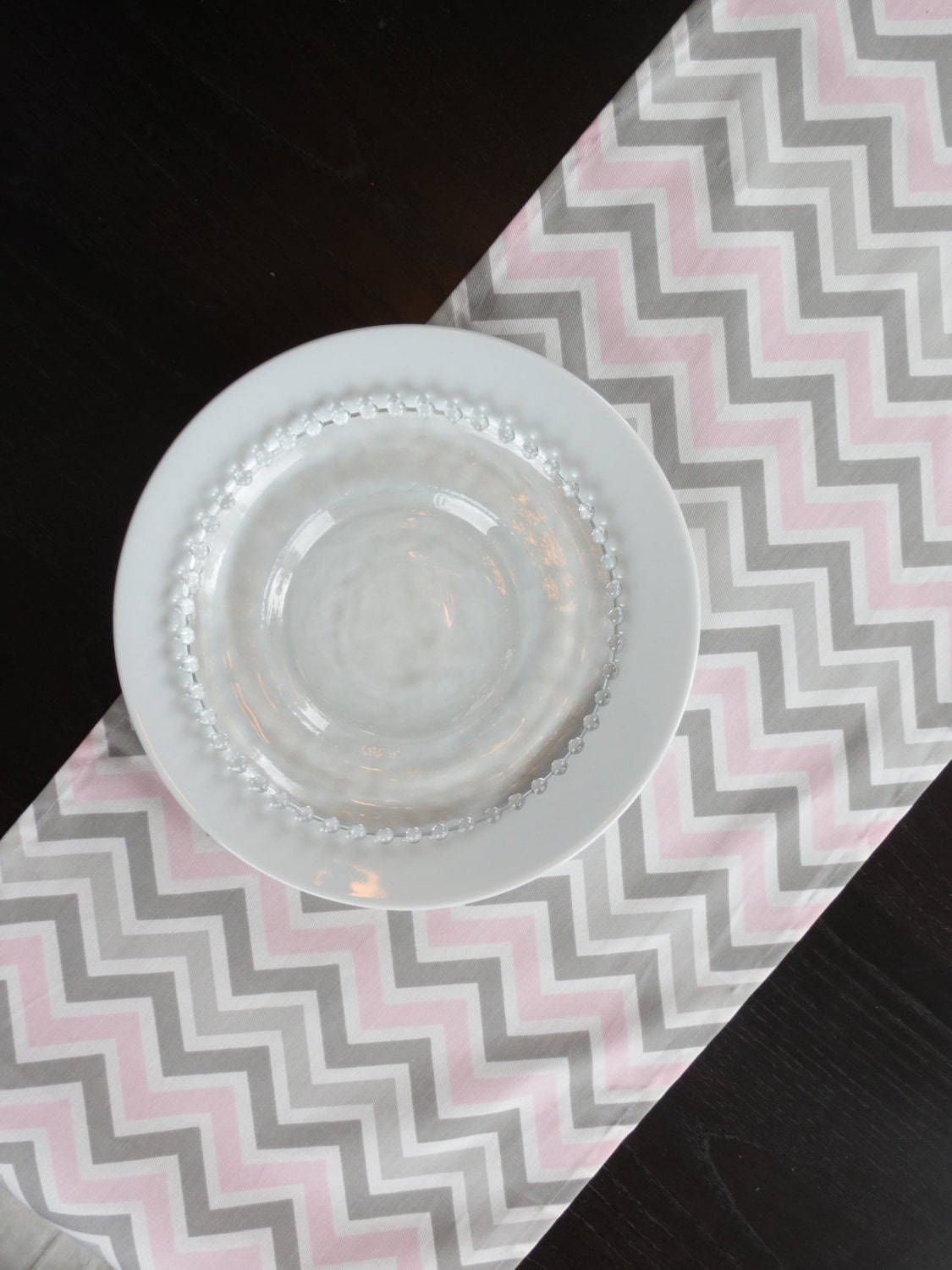 Pink & Gray Chevron Table Runner