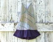 Happy Hippie Halter upcycled boho mini dress eco patchwork halter top tunic sundress purple