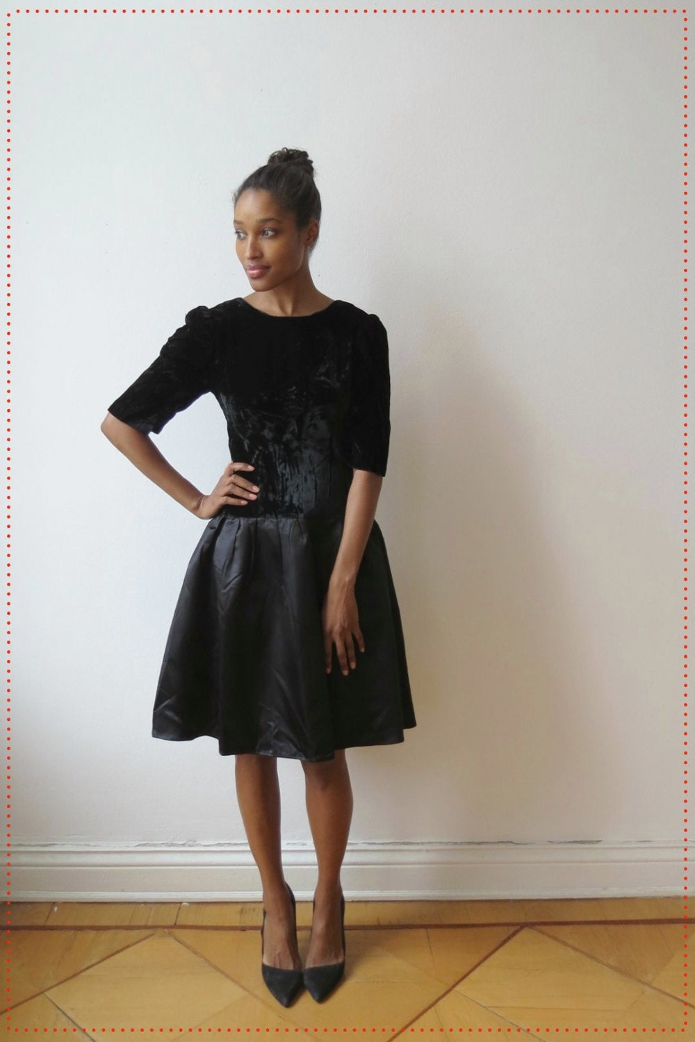 Black Velvet and Satin Party Dress