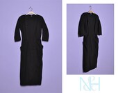 Vintage 1960s Black Cocktail Dress with Decorative Buttons