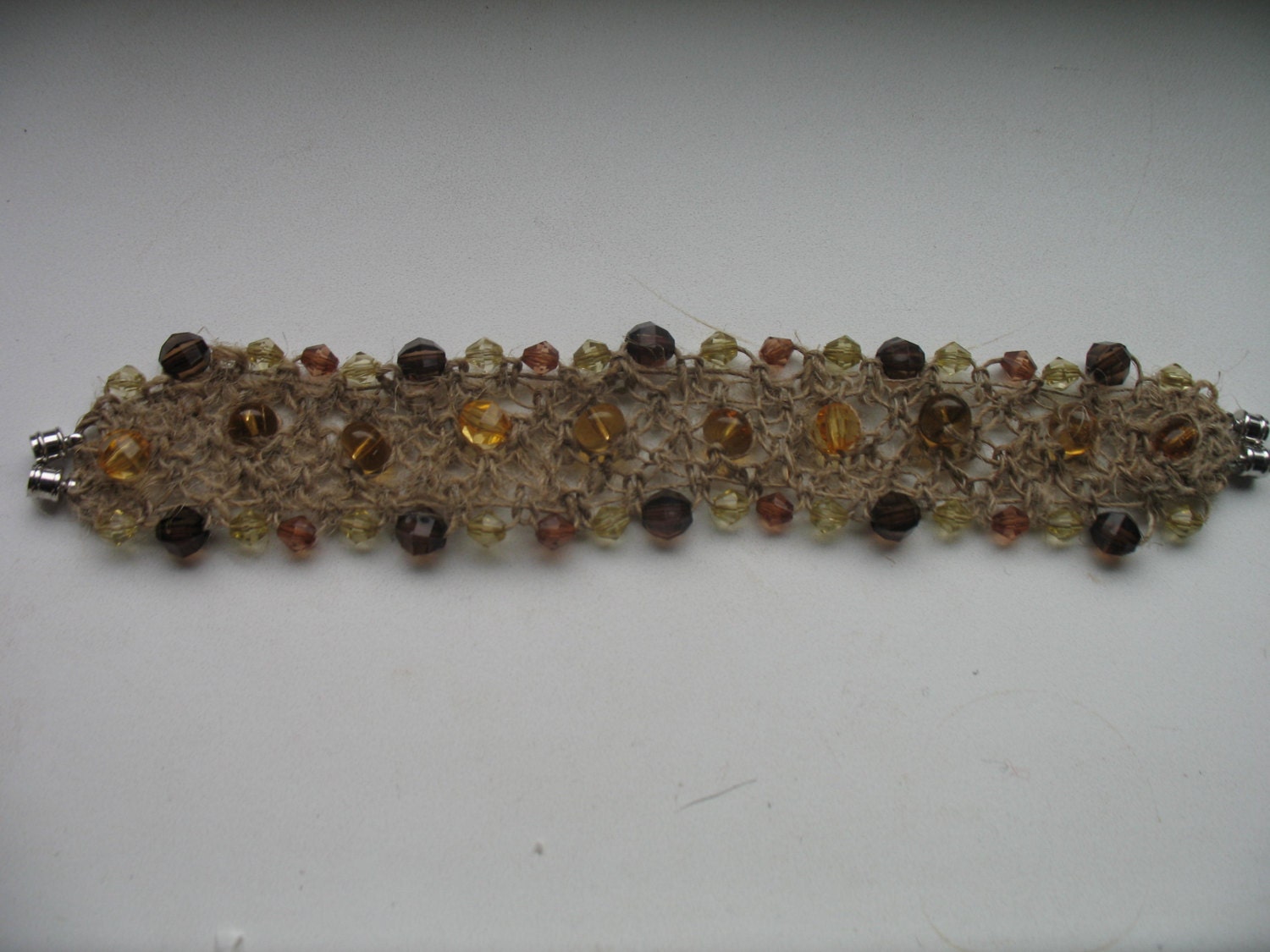 Macrame Linen  Bracelet with Yellow Beads