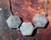 Triple Hexagon Necklace // Aquamarine