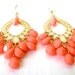 RESERVED LISTING for Megan- Coral Earrings, Chandelier Earrings, Peach Earrings, Coral, Pink, Gold, Dangle, Teardrop, Bridesmaid Jewelry