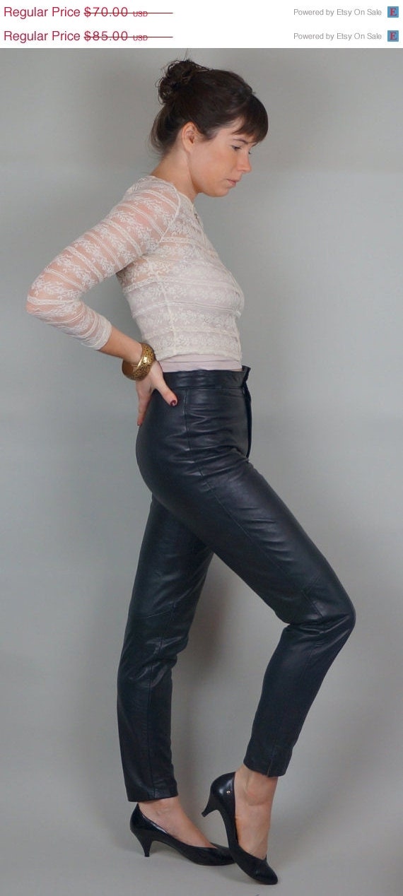 SPRING SALE Leather High Rise Slim Fit Pants// Butter Soft// Size Small