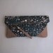 LAST ONE: fold-over clutch, batik and leather