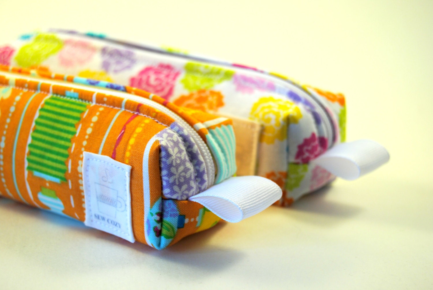 Matching Springtime Small Boxed Pencil, Craft or Cosmetics Cases, BUNDLE OF 2