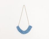 Crocheted bib necklace with antique bronze chain