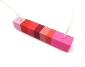 Painted Wood Necklace Wood Jewelry Modern Color Block Necklace Totem Jewelry