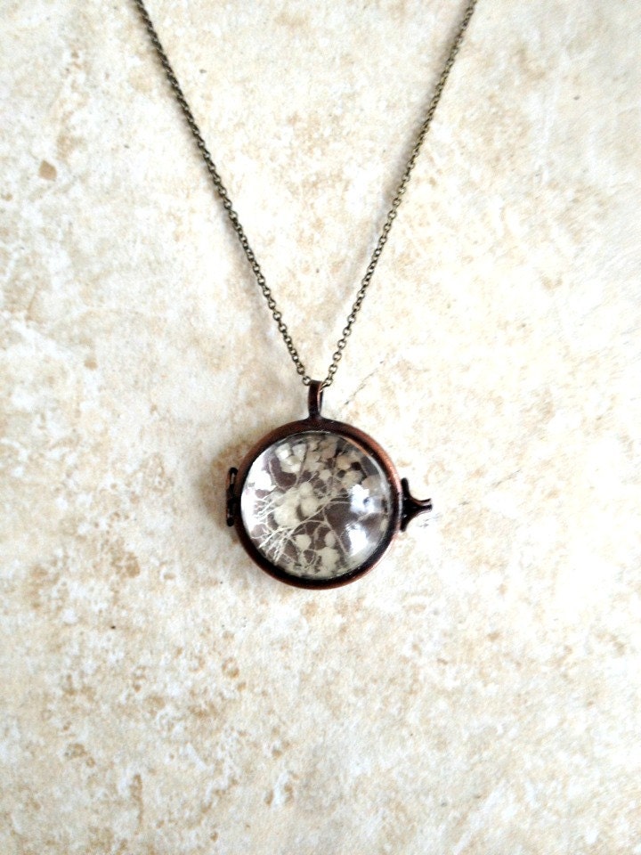 Baby's Breath Dome Locket by Heron and Lamb