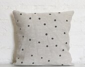 Hand Printed Linen Cushion Cover - Charcoal Dots
