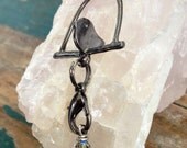 Love Bird, Blackbird, Necklace, Ribbon Necklace, Romantic