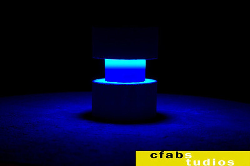 O-Lite Concrete Cement Round Circular Led Night Table Lamp 9v Battery Powered