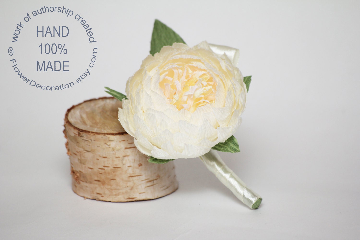 peony boutonniere, wedding flower, wedding peony, wedding decor, paper peonies, paper boutonniere, paper flower