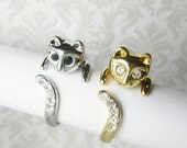 SALE -  3 Kitty Rings Buy 2 get 1 Free - Beautiful Cat Rings with black/white crystals. Cat - cat lover - cats - kitty ring - kitten
