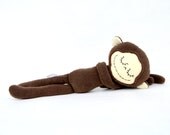 Stuffed Animal Handmade Brown Monkey Soft Safe Baby Toy for Children Polar Fleece Cotton