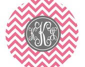 Round Glass Cutting Board CHEVRON CHIC Monogrammed Personalized