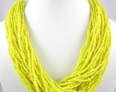 Lemon Yellow Necklace-2013 Statement Jewelry Necklace Beaded Necklace Seed Beadwork Necklace Bid Necklace 40Layers Bridesmaid Necklace-Gift