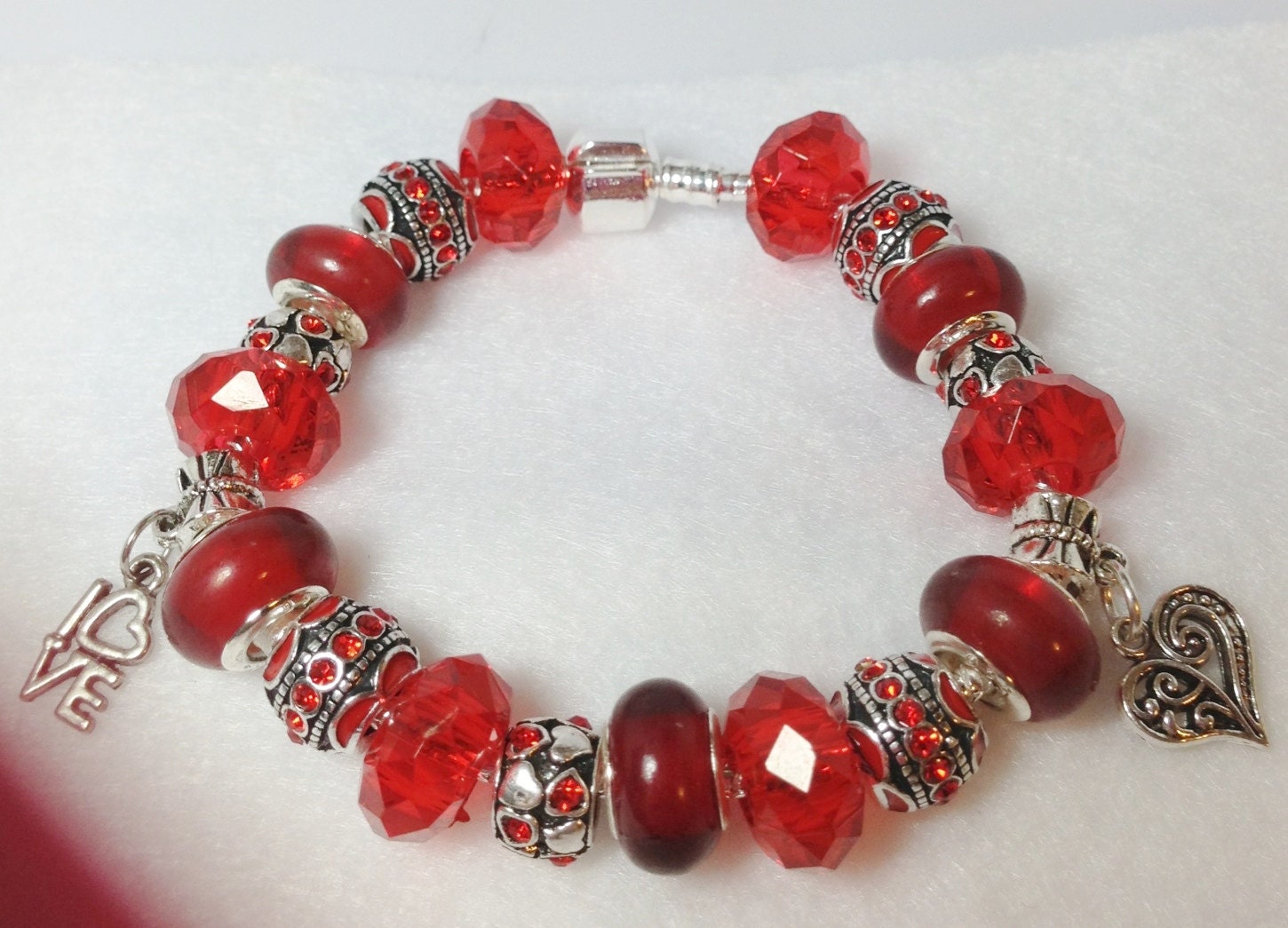 Red Love Valentine European Style Charm Bracelet