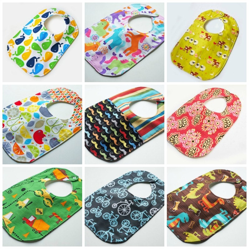 Wholesale set of 10 Baby to Toddler Designer Bibs - Super Absorbent 3 Layer - Perfect Baby Shower Gift