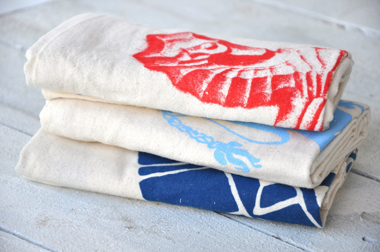 Sea Legs Tea Towel Trio: Anchor, Sexy Viking, Seahorse