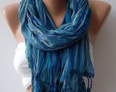 Elegant scarf soft scarf blue scarf  summer scarf  Mothers Day gift