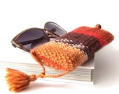 Orange, Brown and Beige Glasses Case. Reading and Sun Glasses Cozy, Eyeglasses Holder.