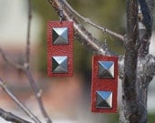Pyramid studded leather earrings
