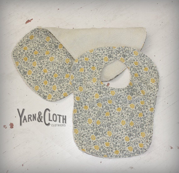 Baby Bib and Contoured Burp Cloth Set - Choose your own fabric 100% Cotton