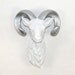 White Faux Taxidermy - White Ram Head w/Silver Horns - The Diego - Faux Taxidermy - Chic & Trendy