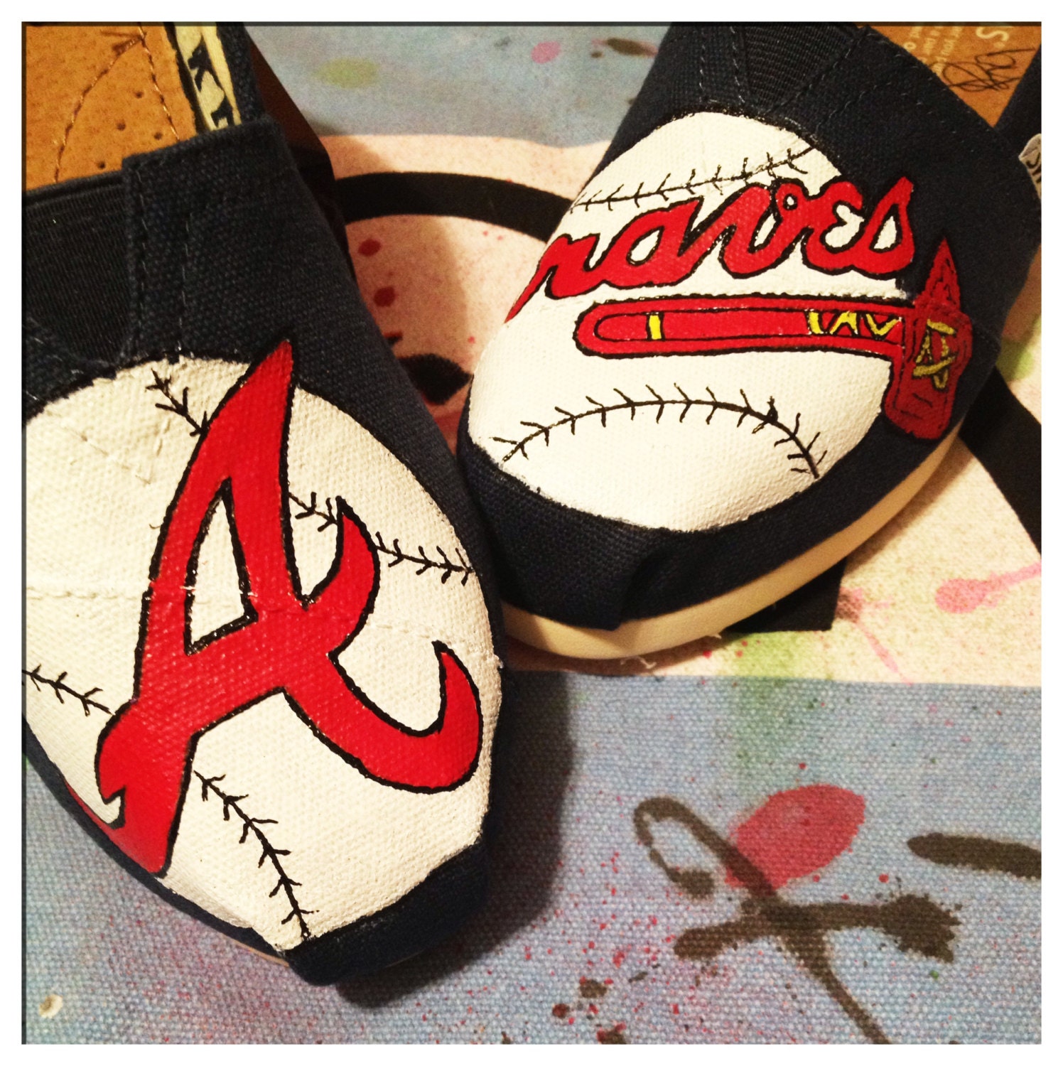 Atlanta Braves Custom Toms Shoes