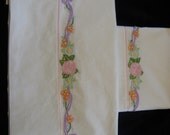 Embroiderd, Handmade Pillowcases, 100 percent cotton, Flower embroidery, Standard pillowcase set