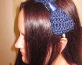 Big Navy Blue Bow Headband