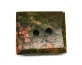 Unakite Rectangle Button Bead, Bevel Faceted, Large Holes 2.5mm Item: 434913