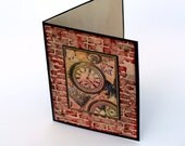 Fathers day Vintage watch birthday card for him, timepiece blank card, brick wall, man card, pocket watch