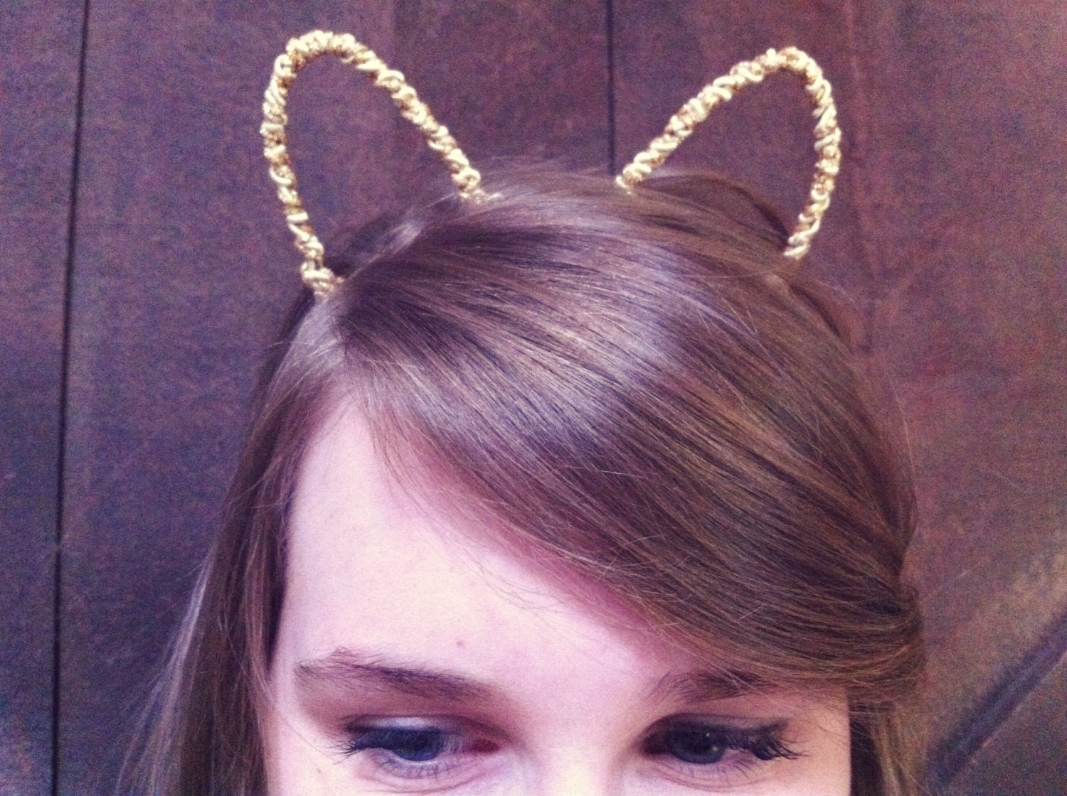 Gold and white cat ear headband