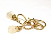 Druzy Teardrop Earrings Gold Loop Earrings Everyday Jewelry Wire Wrapped Minimalist Jewelry