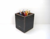 Black Pencil Holder - Swivel - Office Organization - Shabby Chic Desk