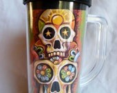 Day of the Dead Travel Mug  - Double Sugar Skull