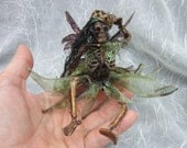 Renaissance fair ooak dead skeleton Tooth Fairy Fantasy fairy miniature doll art goth dollhouse sideshow gaff Hoax joke costume in glass jar