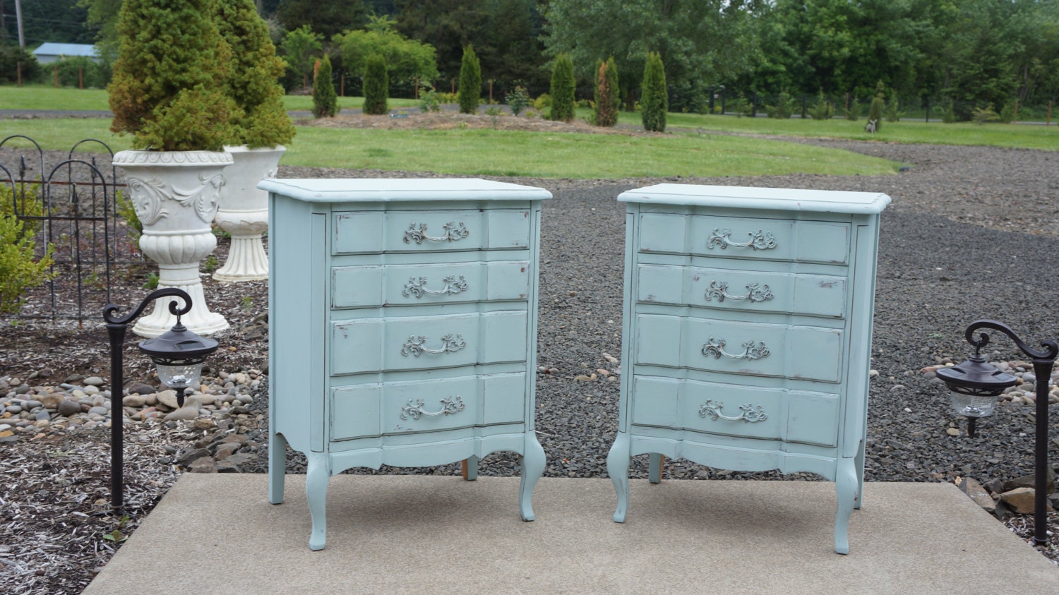 The Perfect Pair  /  Charming Vintage French style 4 drawer nightstands /  one pair