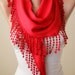 Red Pashmina Scarf with Trim Edge