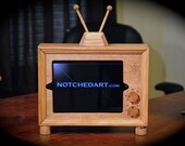 The cherry colored "iPad TV Dock" retro style wooden docking station for iPad Gen 1, 2, 3 and 4