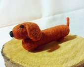 Needle Felted Sausage Dog -  miniature daschund figure - 100% merino wool  - wool felt dog