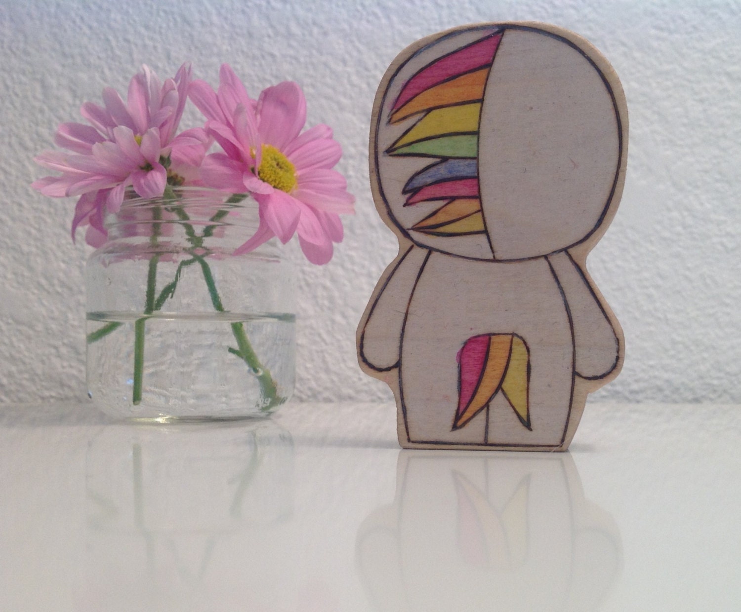 Rainbow Unicorn Wooden Doll