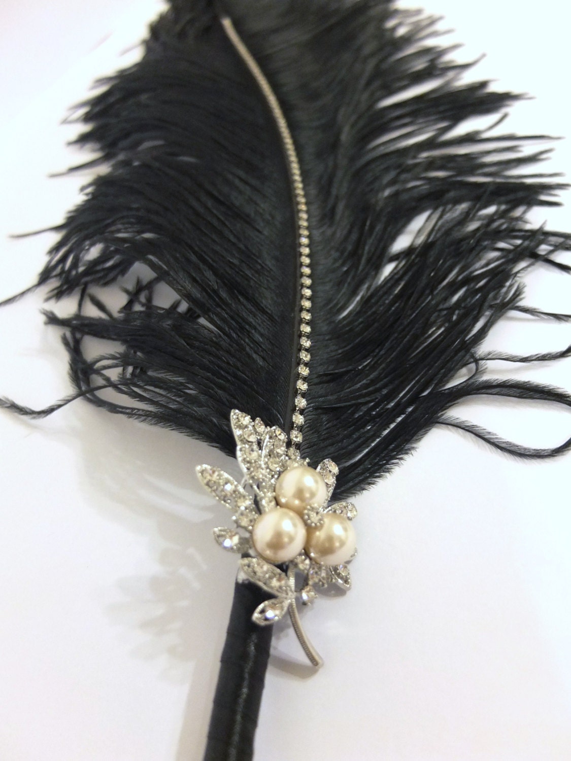 Large Elegant Black Feather Pen with Pearl Brooch / Wedding Signing Pen / Guest Book Pen / Wedding Reception Accessories / - LoveMimosaFleur Large Elegant Black Feather Pen with Pearl Brooch / Wedding Signing Pen / Guest Book Pen / Wedding Reception Accessories / - LoveMimosaFleur