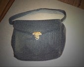 Mardane Corde Black Vintage Handbag 1930's 1940's Art Deco Brass Closure