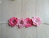 Mini Light Pink & Dark Pink Crochet Flowers