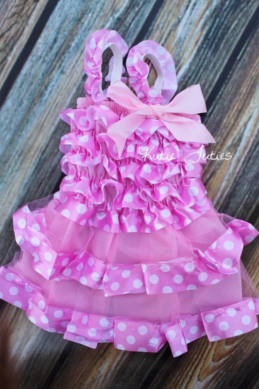 READY TO SHIP- Pink Polka Dot Petti Dress, Cake Smash, Birthday, Newborn, Infant, Toddler, Photo prop
