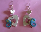 Butterflies and Heart Earrings