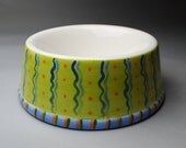 Green and Striped Dog Bowl Mediun